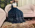 Sea green sequence party wear lehnga