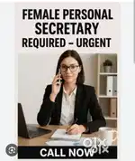 Required female as personal secretary  can travel food+flat available