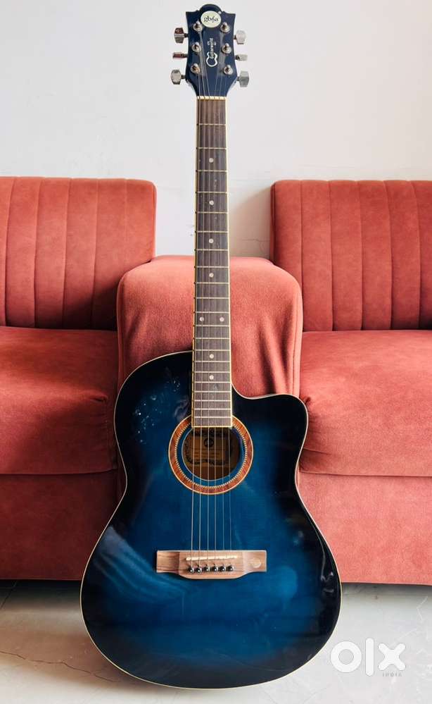 Stylish Blue GB&A Acoustic Guitar with Padded Case