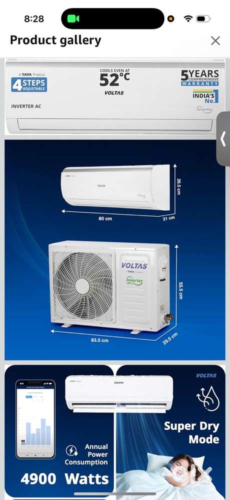 1.5 Ton Voltas Split AC in mint condition
