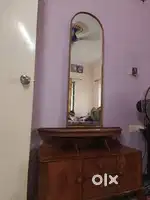 Dressing table with mirror and stool