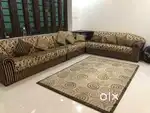 L-Shaped 3-Piece Luxury Sofa Set with hidden storage and carpet
