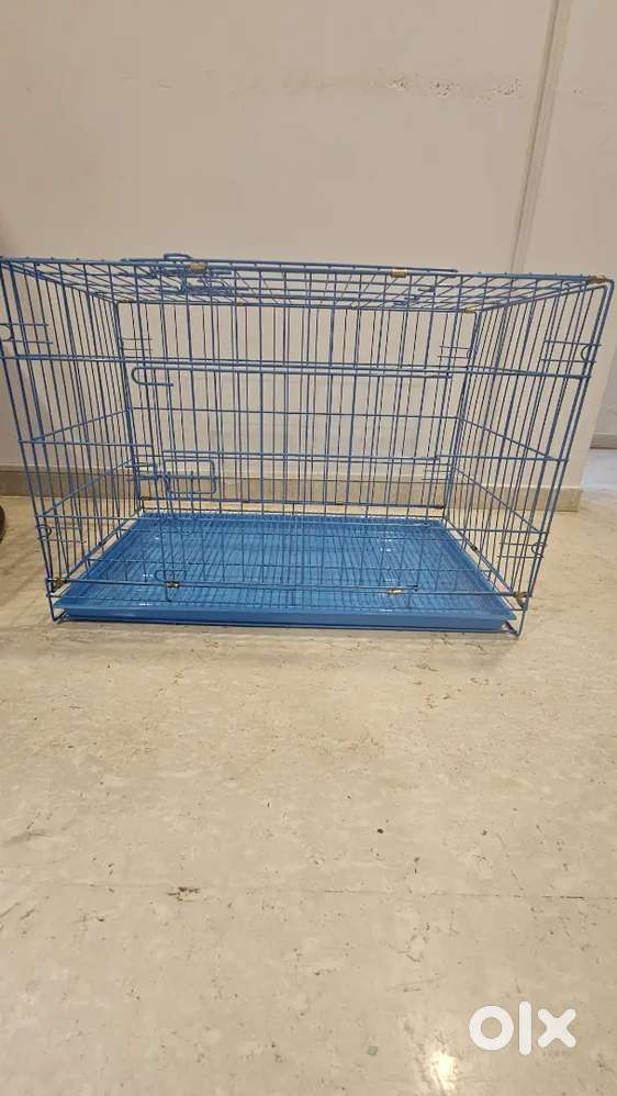 Foldable Metal Dog Cage with Tray and Water bottle hold