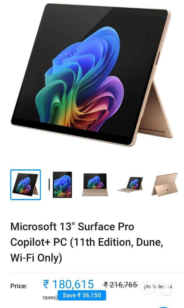 Microsoft Surface Pro 11 AI Copilot Gold variat 512SSD