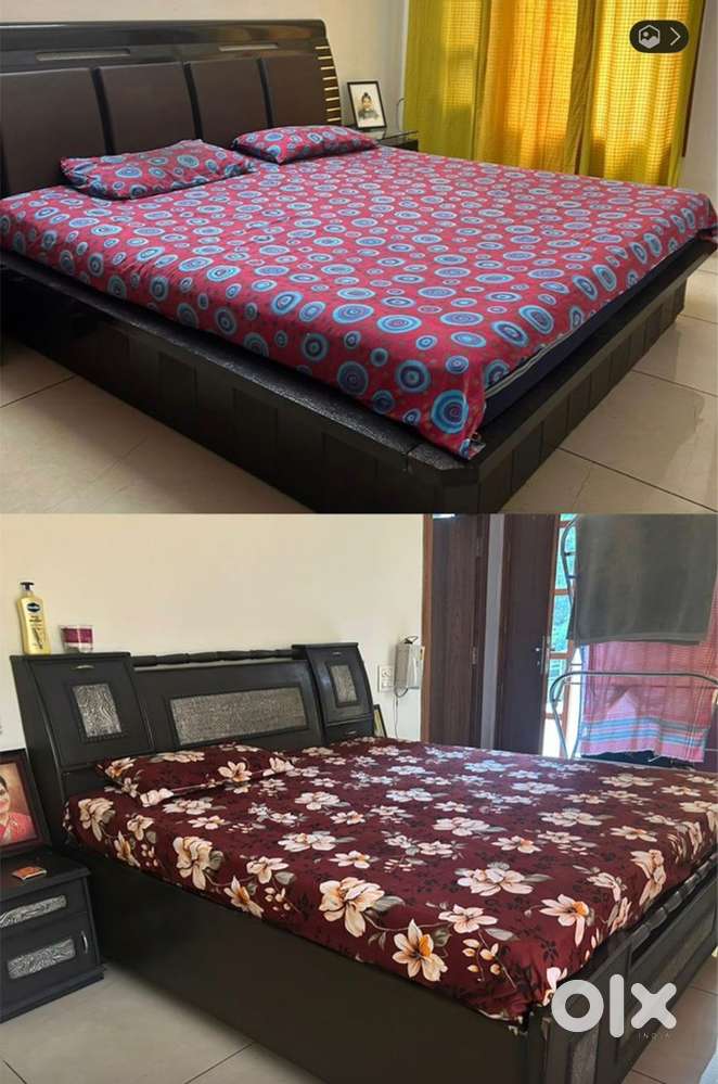 King size box bed with side tables