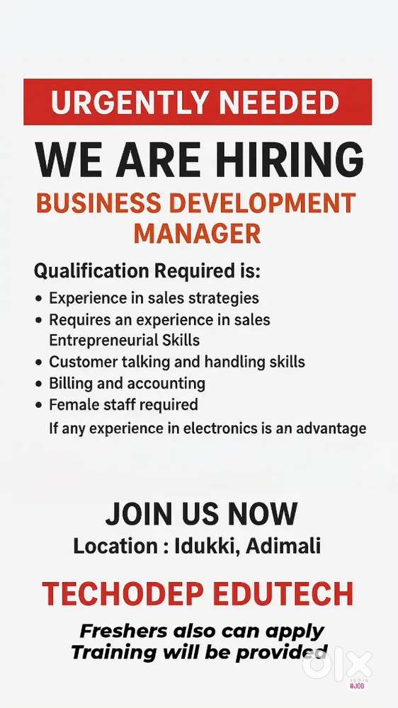 Looking for an Female staff for store management and customer handling