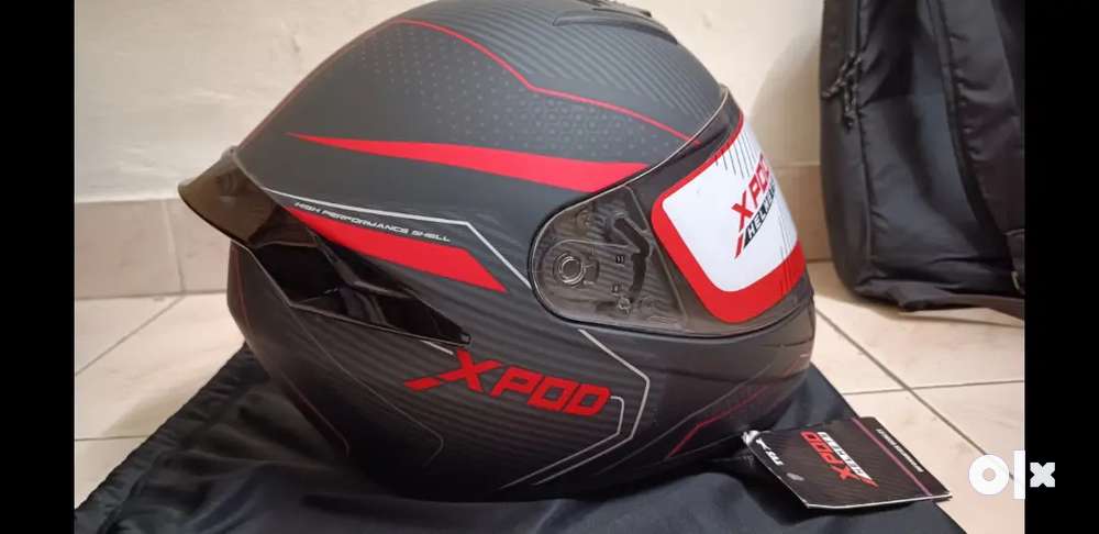 TVS XPOD Vega Blistering Black Bike Helmet (Red, 2XL)