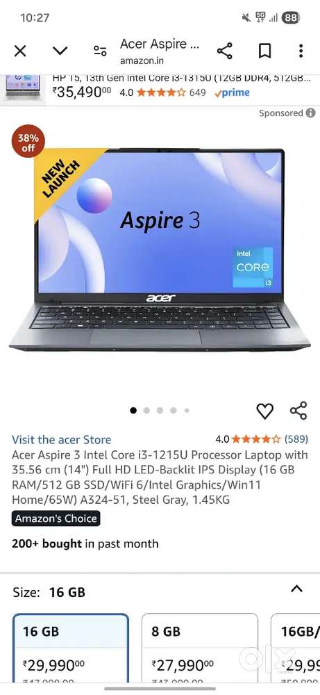 ASPIRE 3 12TH GEN i3
