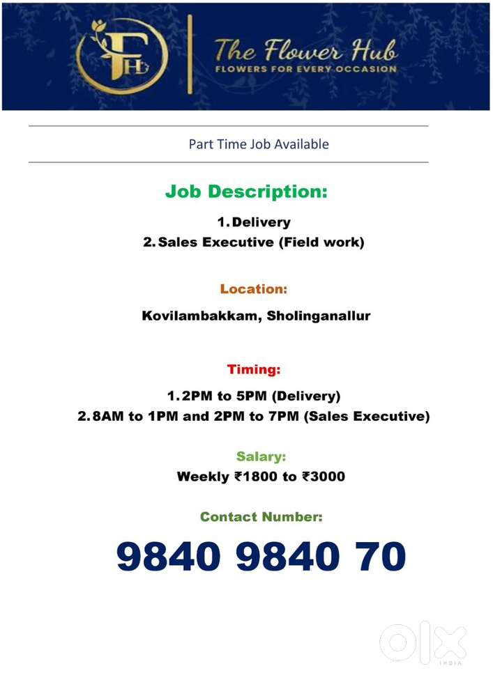 Partime Job., Delivery and Field work