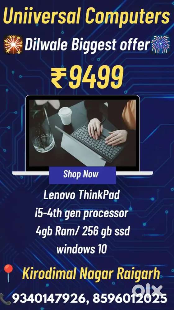 Dilwale offer Lenovo ThinkPad i5-4th gen/ 4gb Ram/ 256gb SSD/windows10