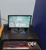 Monitor, keyboard, mouse, speaker, hard disk, computer table
