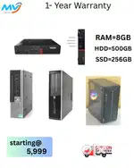 Monitor  Keyboard Mouse  2GB Graphics  CPU - i7 Process  Ram - 8Gb