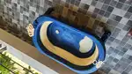 Babyhug Foldable Bathtub with Printed Cushion – Blue Beige