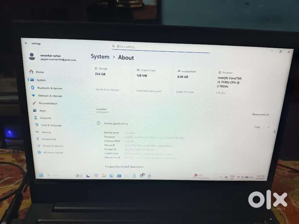 Lenovo thinkpad E480 I3 7TH generation laptop, 256gbssd,8gb ram