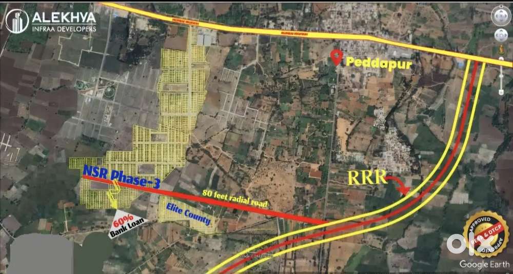 Mumbai Highway at Peddapur very Close to RRR just 1km DTCP Rera Plots