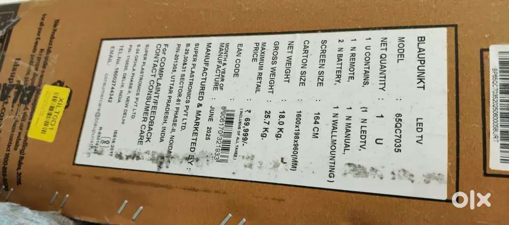 BLAUPUNKT 65 Inch Tv