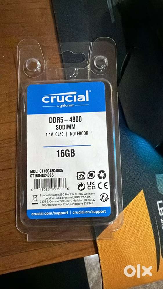 Crucial 16 Gb DDR5 4800Mhz RAM laptop(SODIMM)