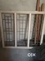 Wooden window frame and panes