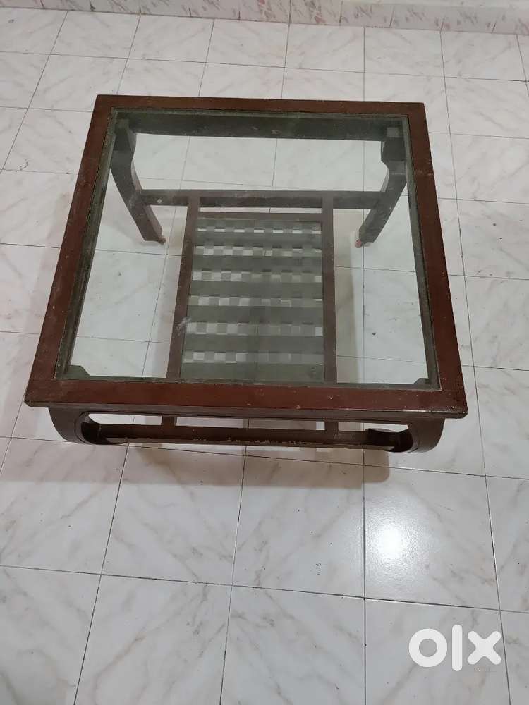 Center Table for Sale Size 2/2'Home Made' With Top Heavy Glass