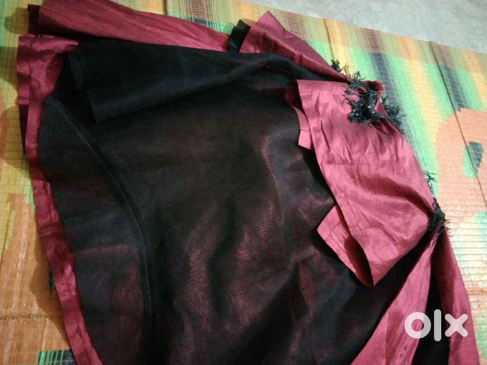 Maroon black designer gown