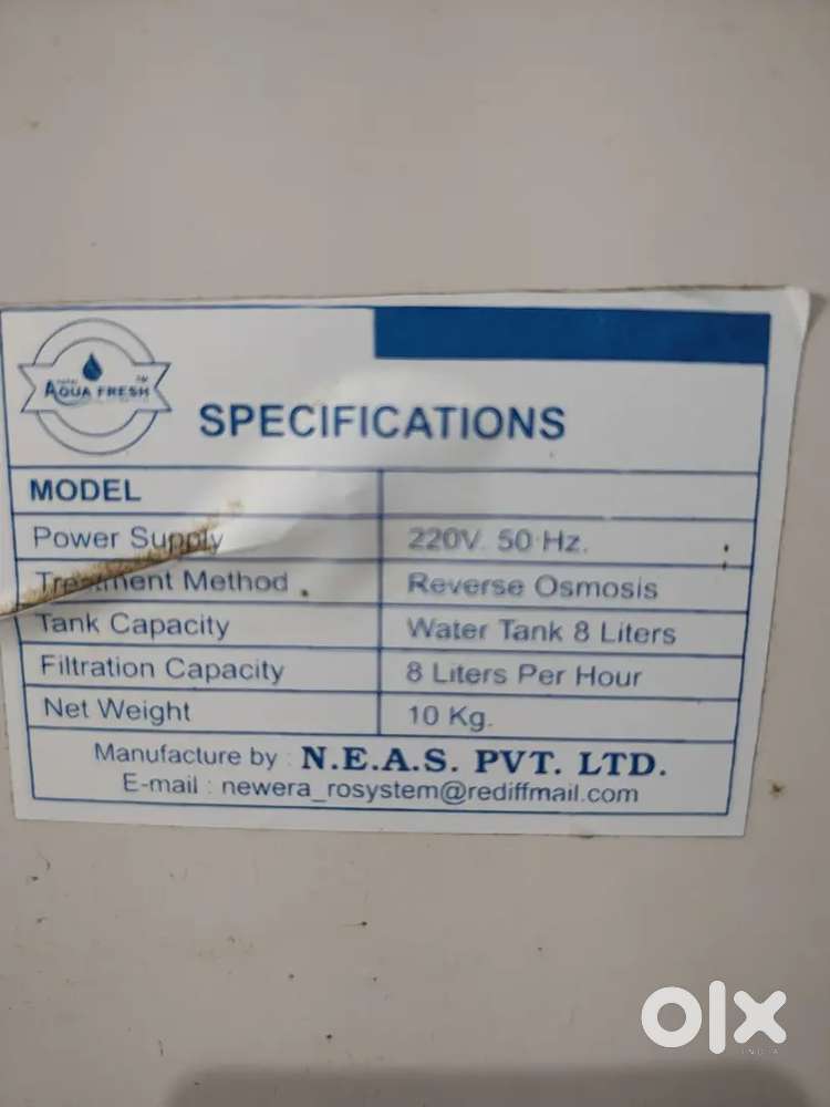 AQUA R.O. water purifier 8ltr