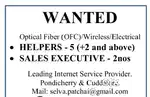 OFC / WiFi Internet Service Helper & Sales Executive