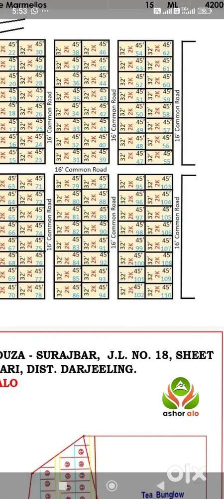 Plotted Land available for sale near Sonarpur Piali with Money back