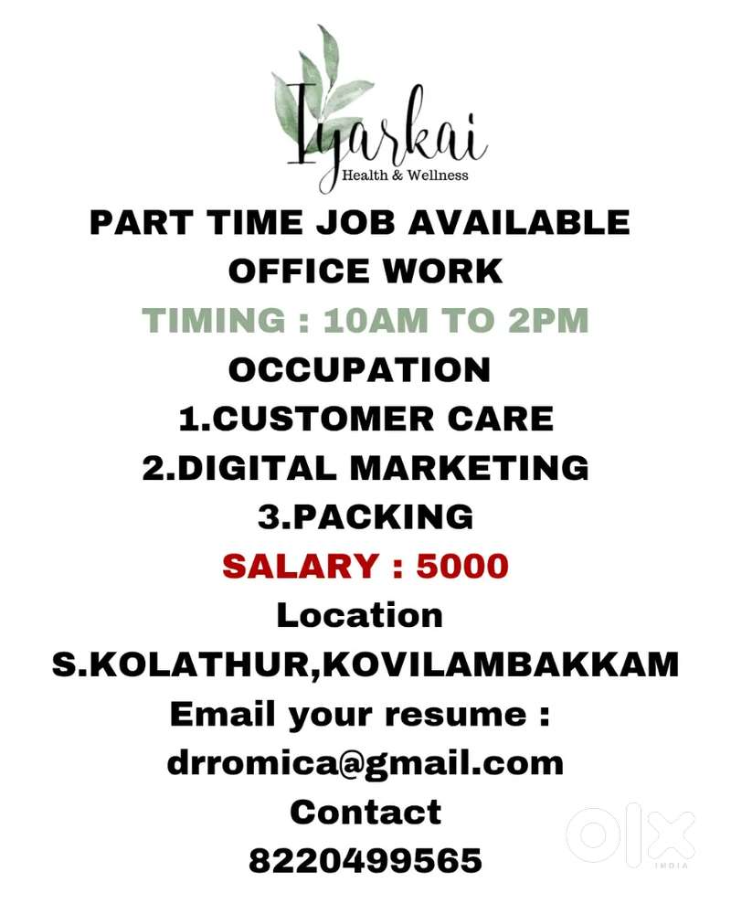 PART time job 10am to 2pm
