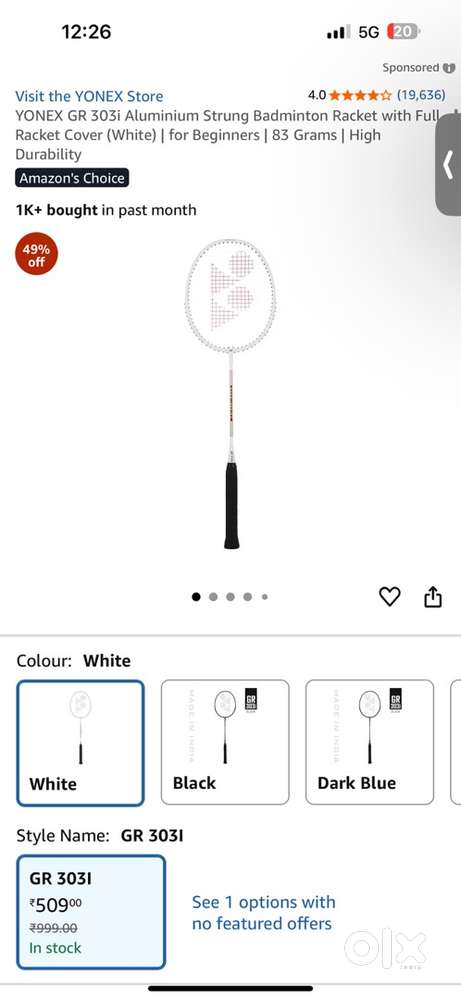 Yonex badminton racquet