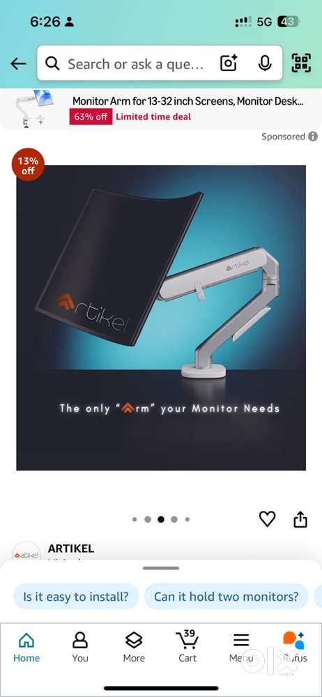 Artikel Monitor Desk arm