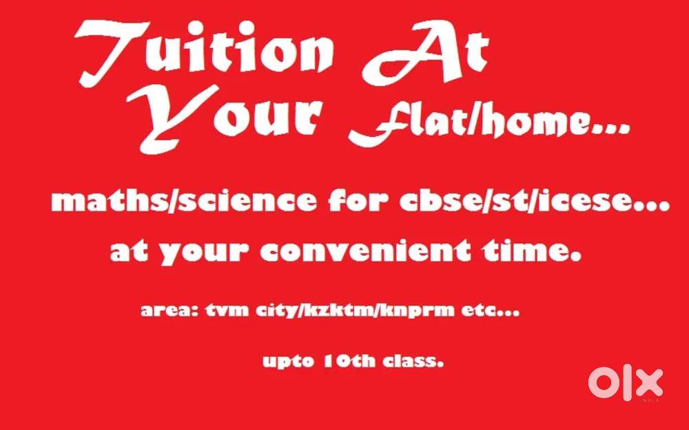 Maths- Science Tuition At Your Home