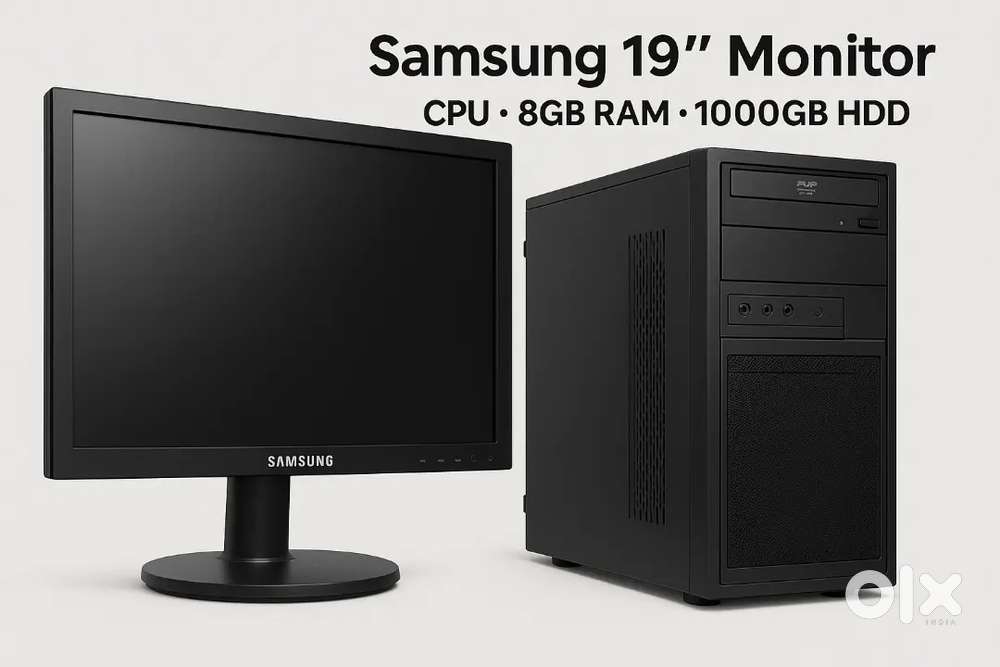 Desktop PC Set, Samsung Monitor, 8GB RAM, 1TB HDD, RGB Keyboard Mouse