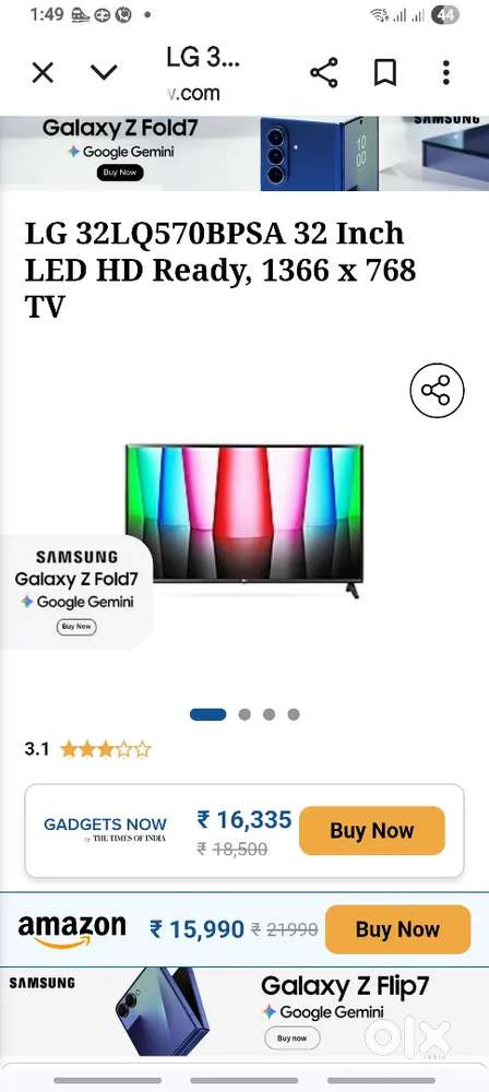 Lg led smart tv 32 model  lg32lq570bpsa good codition