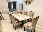 Luxurious 6 seater dining table with marbal in teak wood in STARF FURN