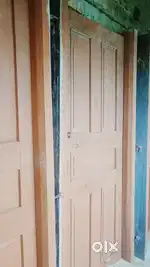 Wooden Door And Window and Glass.