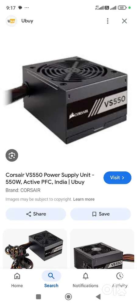 Corsair vs 550 power supply unit 3 year old