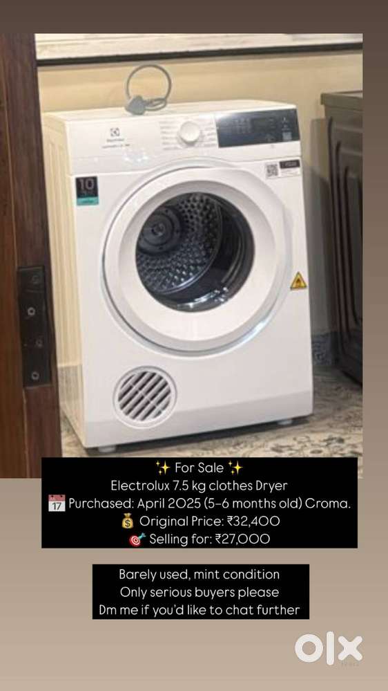 Electrolux 7.5kg Dryer – 5 Months Old, Mint Condition