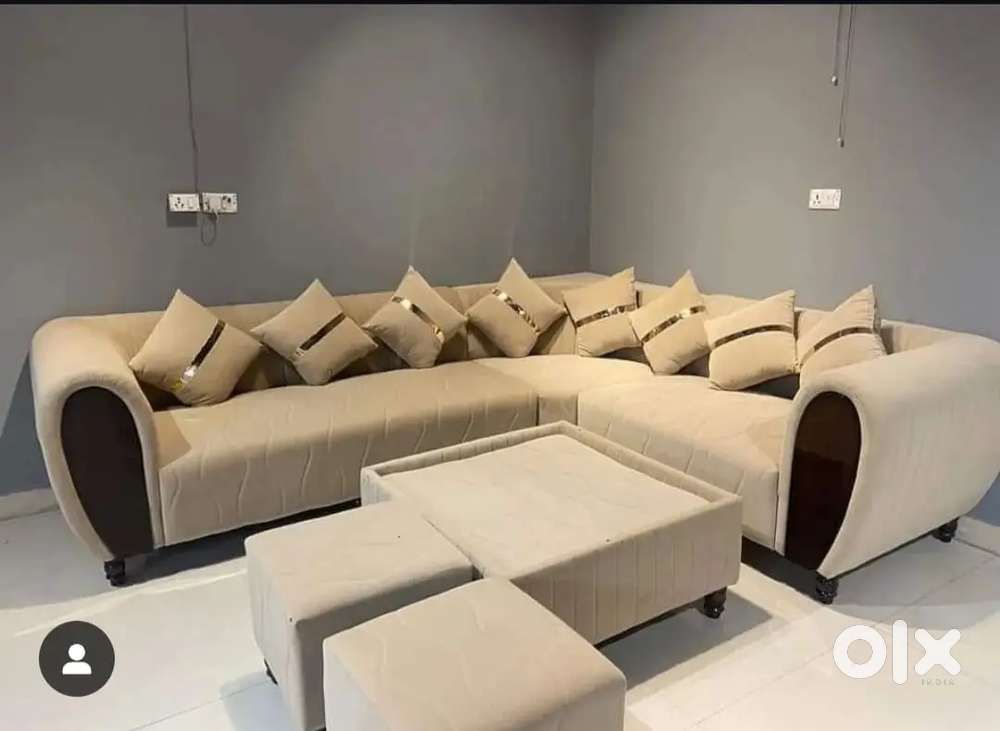 L shape sofa beautiful colour and designing sofa set with pillow