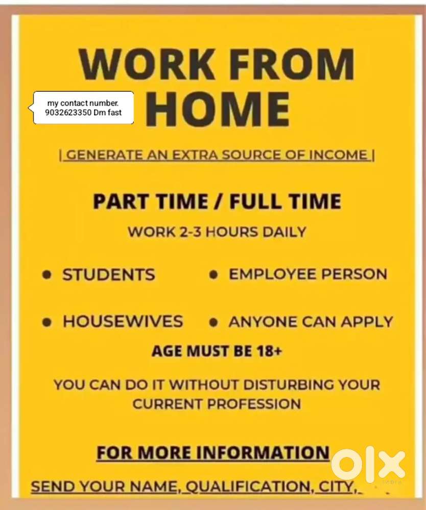 Work from Home! Earn ₹10,000---₹20,000 by working just 2--4 hrs daily!