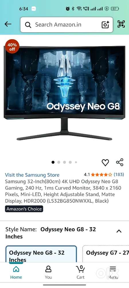 SAMSUNG ODESSY G8 NEO 4K 240HZ GAMING MONITOR
