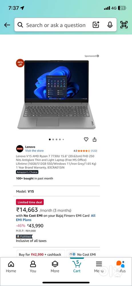 Lenovo V15 brand new laptop
