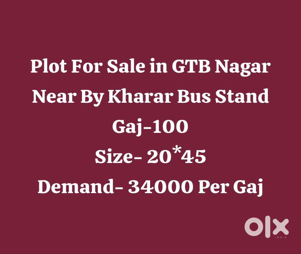 Low Price Plots For Sale in GTB Nagar Near by Kharar bus Stand