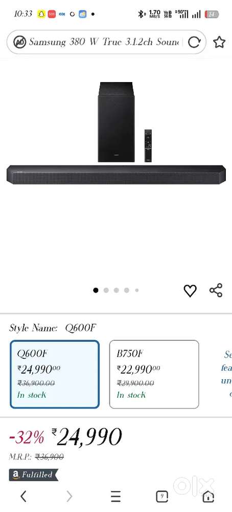 Samsung soundbar  Q600f