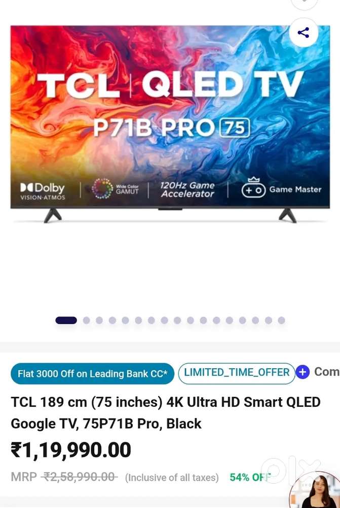 TCL 75 inch 4k Ultra HD QLED Android TV (  75P71B pro )