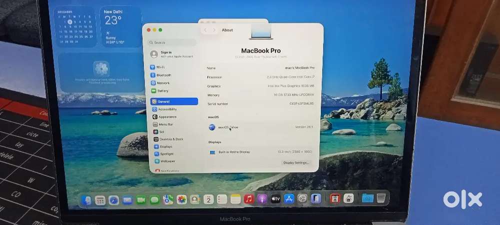 Apple Macbook pro A2251 13inch 2020 model Intel Quad core i7, 16Gb RA