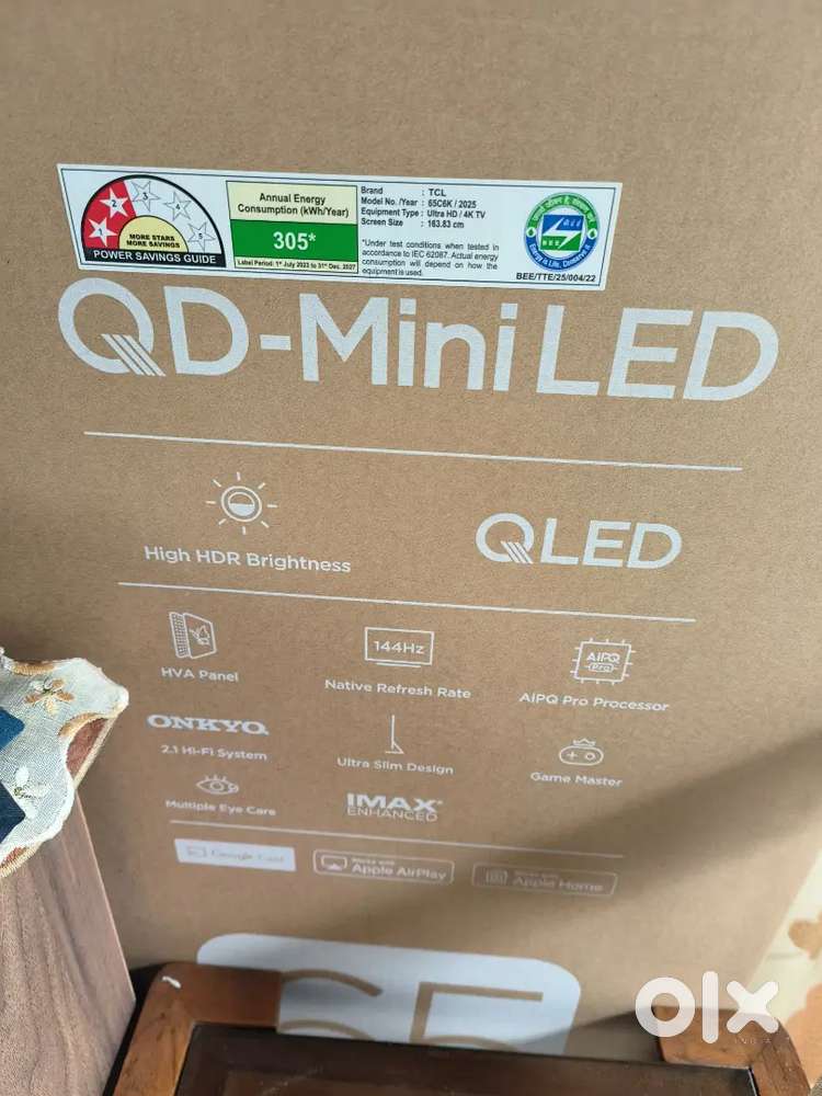 Tcl 65 inch, C6K , miniled , 15 days old with 2 year extended warranty