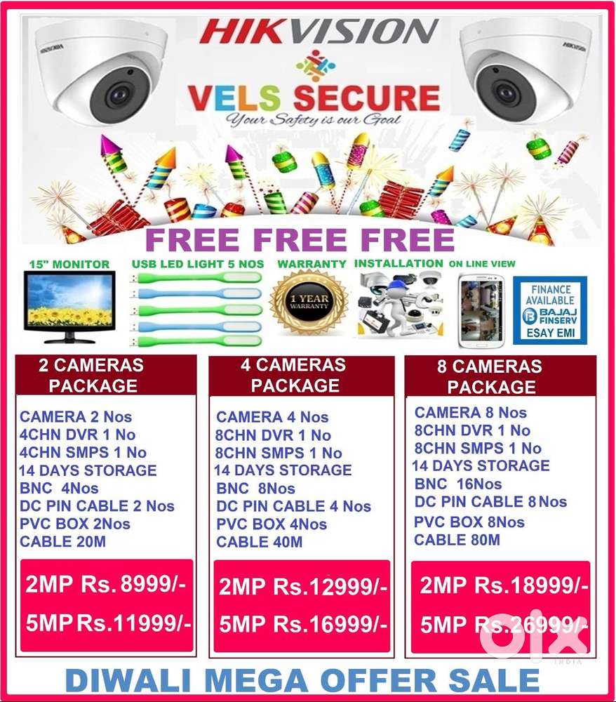 DIWALI DISCOUNT  SALE     CCTV CAMERA 2MP   DAY & NIGHT  VISION      H