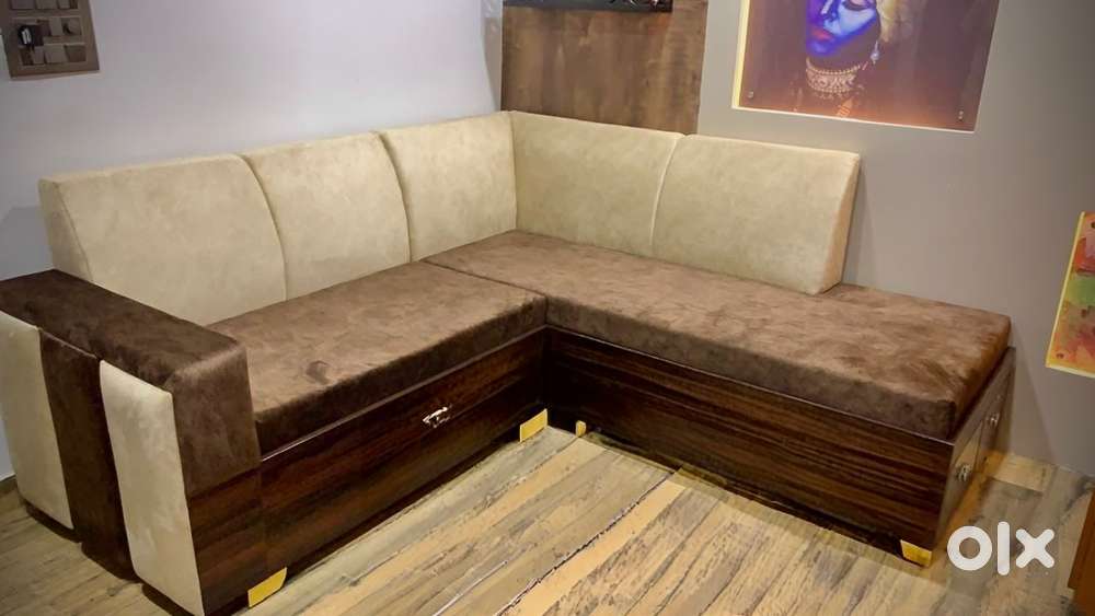 One Year Old Wooden L Shape Sofa