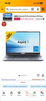 Acer aspire3  13th gen intel core i5 1334u processor  16/512