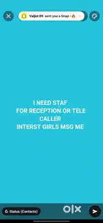 Need reception girl